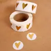 Pegatina adhesiva redonda transparente con forma de corazón en relieve dorado, linda pegatina de etiqueta selladora, pegatina decorativa para regalo, pegatina selladora