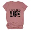 Vida de Acampamento Amazon Ebay Site Independente Moda Casual Versátil Feminina Camiseta de Manga Curta com Gola Redonda Camada Base