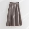 [Hengjia Qy] Falda plisada de cintura alta para mujer, Nuevo look adelgazante de otoño y falda A de lino con caída