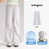 Pantalones largos de verano 2026 para niños Pudding Haru, nuevos, frescos, transpirables, pantalones casuales para niñas con diseño de volante en la rodilla