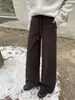 [Calças Quentes de Inverno] Calças de Lã Geming Coreanas para o Trabalho com Cordão Calças de Lã de Lâmina Larga de Inverno Femininas N866C