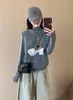 Colete de malha fofo estilo coreano com desenho de cachorrinho para mulheres, outono e inverno, gola redonda, sem mangas, para usar sobre suéteres, versátil
