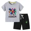 Camiseta Infantil 2026 Verão Nova Roupa Infantil de Comércio Exterior Estilo Ins Coreano Algodão Manga Curta e Shorts Conjunto de Duas Peças Infantil