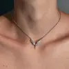 Colar de Asas de Anjo Transfronteiriço com Design Personalizado, Sensação de Alto Padrão, Estilo Hip-Hop, Novo Modelo Versátil para Homens e Mulheres, Luxo Leve, Corrente Simples para Clavícula