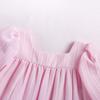Vestido de Niña Estilo Coreano Nuevo de Primavera 2023 Vestido de Princesa Elegante de Color Sólido con Cuello Cuadrado y Manga Fruncida para Bebé Niña