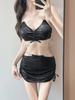 Traje de baño Bikini Femenino Cadena de Diamantes Polvo de Brillo Push-Up Tres Piezas Adelgazante Dividido Triángulo Traje de Baño Resort Aguas Termales