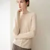 Otoño Invierno 2026 Cardigan de Punto Canalé con Cuello Redondo 100% Cachemira de un Solo Botón para Mujer Chaqueta Base de Punto