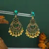 Pendientes de Borla con Flores de Estilo Bohemio Transfronterizos Europeos y Americanos para Mujer, Pendientes de Moda Étnica Exagerados Retro, Pendientes de Alta Gama