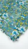 Tela de Bordado Plano Floral Tridimensional 3D en Stock, Tela Bordada para Vestuario de Escenario y Ropa de Performance