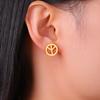 Venta Caliente mini aretes de signo de la paz acero inoxidable vintage huecos dorados aretes de botón joyería para hombres mujeres regalo