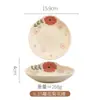 Louça com Padrão Floral em Tigela de Cerâmica com Cor sob Esmalte Pintada à Mão em Relevo, Tigela para Salada de Frutas, Alto Valor Estético, Belo Tigela e Prato para Casa