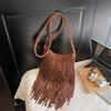 2025 Nuevo Bolso de Hombro para Mujer con Borlas Escarchadas Moda Europea y Americana Cuero Retro Moda Bolso Cruzado Bolso de Mujer