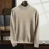 Suéter de Cachemira de Cuello Medio 2026 Otoño e Invierno Nuevo para Hombre de Color Sólido Liso Base Suéter Casual de Negocios para Persona de Mediana Edad