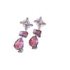 Brincos de flor de diamante vintage antigos médios, brincos retrô leves de luxo de alto sentido, pequenos brincos de vento de corte, atacado