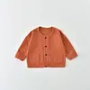 Ropa de abrigo para bebé, Clase A, cárdigan unisex estilo coreano, top para primavera/otoño, camiseta interior para bebé, disponible en varios colores lisos, cuello redondo, manga larga