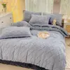 Conjunto de Cuatro Piezas de Tafetán de Invierno Cálido Engrosado Terciopelo de Leche Terciopelo de Coral Funda de Edredón Conjunto de Tres Piezas para Dormitorio de Estudiante Venta al por Mayor