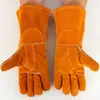 Guantes de soldar de piel de vaca engrosados resistentes a altas temperaturas anti-quemaduras largos guantes de protección laboral para soldar alargados