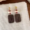 Pendientes de Madera Retro Estilo Bosque Madera Natural Hojas Geométricos Colgantes Nuevos Estilo Chino Atmósfera de Nicho Estilo Étnico Accesorios de Pendientes para Mujeres