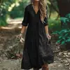 2025 Shein Transfronterizo Amazon Sitio Independiente Europeo y Americano Vestido de Algodón y Lino Estilo Bohemio Vacacional Nuevo Estilo Caliente