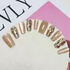 Piezas de Uñas Completamente Diamantadas Color Champán, Pegatinas Sencillas para Uñas Ojo de Gato Color Té con Leche, 10 Piezas de Uñas Portátiles Hechas a Mano