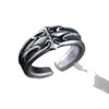 Anillo de Plata Tailandesa Personalizado con Flor de Iris para Hombre Anillo Alto para Dedo Índice Anillo Cruzado Anillo Único