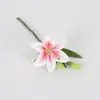 Flor artificial de lirio de 3 cabezas, tacto real, para película corta, decoración de hogar, boda, oficina, arreglo floral, flor artificial al por mayor