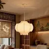 Lustre de seda para sala de estar italiana, estilo wabi-sabi japonês, sensação de luxo, adequado para quarto, balcão de bar, sala de jantar, pousada, luminária estilo creme
