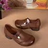 Zapatos populares para mujer, cuero suave, casual retro, antideslizantes, nuevo modelo otoño 2026, zapatos de cuero resistentes al desgaste, suela suave, zapatos cómodos para mamá