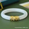 Pulseira de jade dourado de Xinjiang jade branco método antigo incrustado pulseira redonda jade joias de jade fornecimento ao vivo atacado
