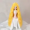 Peluca para Muñeca Seda Suave Figura BJD SD Vestir Estilismo Flequillo Largo de Colores Rizos de Lana Peluca Cubrecabezas