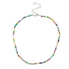 Diseño Creativo Europeo y Americano Sentido de la Moda Mezcla de Cuentas Arcoíris Perla Redonda Personalidad Cadena para Clavícula de Mujer Joyería