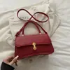 Bolso Pequeño de Hebilla de Candado de Moda 2026 Nueva Moda Bolso de Hombro Único para Debajo del Brazo con Textura de Alta Calidad, Color Sólido, Gran Capacidad, Bolso Cuadrado Pequeño, Moderno