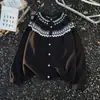 Suéter de Tricô Fair Isle Estilo Americano para Homens e Mulheres, Cardigã de Luxo Old Money Cleanfit para Outono e Inverno, Blusa Raglan Versátil
