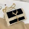Bolso de malla con tiras de hielo Tiktok, hecho a mano, tipo mensajero, hecho a mano, de lana bordada, para novia.