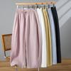 Foto Real de Calça Artística Curva Versátil de Verão 2026 com Cordão, Calça Casual Solta, Calça de Cor Sólida Artística Emagrecedora para Mulheres