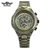 Novo Vencedor Estilo Europeu e Americano Moda Masculina Casual Bronze Antigo Oco Automático Mecânico Relógio