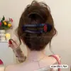 Pinza para el pelo de flor de punto de felpa de alta gama para otoño e invierno, pasador no irritante para la parte trasera de la cabeza, pinza de garra