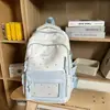 Nova mochila escolar azul para meninas, alto valor estético, bolsa de ombro com múltiplos compartimentos, conjunto de duas peças para alunos do ensino fundamental (3º ao 5º ano)