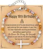 Pulsera de Rebaja Amazon Piedra Shoushan Piedra Natural Ajustable Personalizada Pulsera de Cuentas Cruz Regalo de Cumpleaños con Tarjeta