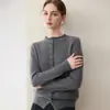 Cardigan de Punto Grueso de Cachemira Calibre Siete 2026 Otoño/Invierno Nuevo Dobladillo Enrollado Cuello Semi Alto Color Sólido Holgado Top para Mujer