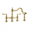 Kaiping Youjia baño Lavabo de Cobre grifo de cuatro agujeros cromado lavabo de ocho pulgadas doble manija Americano con rociador 3841