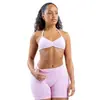 Sujetador deportivo cruzado de nailon mate de alta elasticidad con cuello halter, espalda descubierta fruncida para mujer, sujetadores deportivos al por mayor