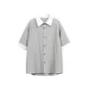 Camisa de doble cuello THREATENED, elegante y genial, para hombre, corte holgado, moderna, de manga corta, tipo chaqueta AB1188