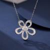 Colar Feminino Mais Vendido Internacionalmente com Flor de Cinco Pétalas e Micro Zircônias Personalizado, Pingente Grande de Flor Popular de Alto Padrão para Mulheres