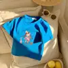 2026 Verão Novo Camiseta Infantil de Algodão Fino Manga Curta Menina Estampa de Desenho Animado Gola Redonda Solta Casual Top Bebê