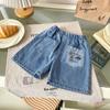 [Pronta Entrega] Shorts Jeans para Meninos Verão 2025 Novo Estilo Casual Esportivo com Bolso de Desenho Animado
