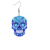 Aretes de Acrílico con Impresión a Color de Calavera del Día de Muertos Transfronterizos, Accesorios Colgantes de Aretes Mandala de Venta Caliente para Halloween
