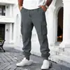 Pantalones Cargo Casuales de Forro Polar Estilo Americano para Hombre de Otoño e Invierno, Pantalones Largos Deportivos Casuales para Hombre con Múltiples Bolsillos y Cordón, 7 Colores