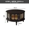 Mesa de Centro Vintage de Madeira Maciça Estilo Francês para Apartamentos Pequenos, Mesa de Centro Estilo Meio do Século para Sala de Estar, Uso Doméstico, Mesa Redonda Estilo Americano com Vidro Longo Arco-Íris