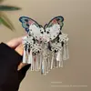 Flores Balançando ao VentoNovo Grampo de Cabelo Longo com Franjas Florais Estilo Chinês, Presilha Lateral para Franja para Mulheres, Acessório Retro Hanfu, Ornamento de Cabelo